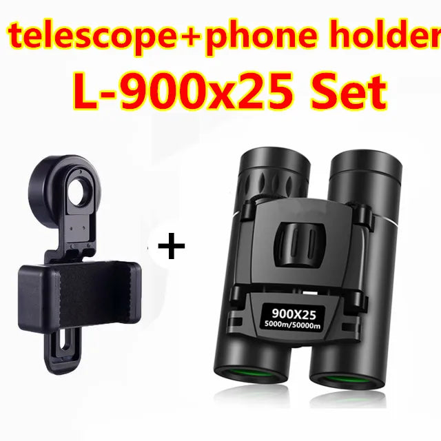 Binoculars 900X25 10X HD Powerful Long Range Folding Mini Telescope BAK4 FMC Optics For Hunting Sports Outdoor Camping Travel