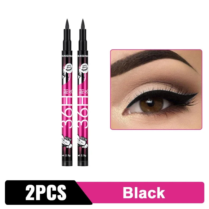 Black Liquid Eyeliner Waterproof Eyeliner Pencil 36H Long-Lasting Liquid Eye Liner Pen Quick-Dry No Blooming Cosmetics Tool