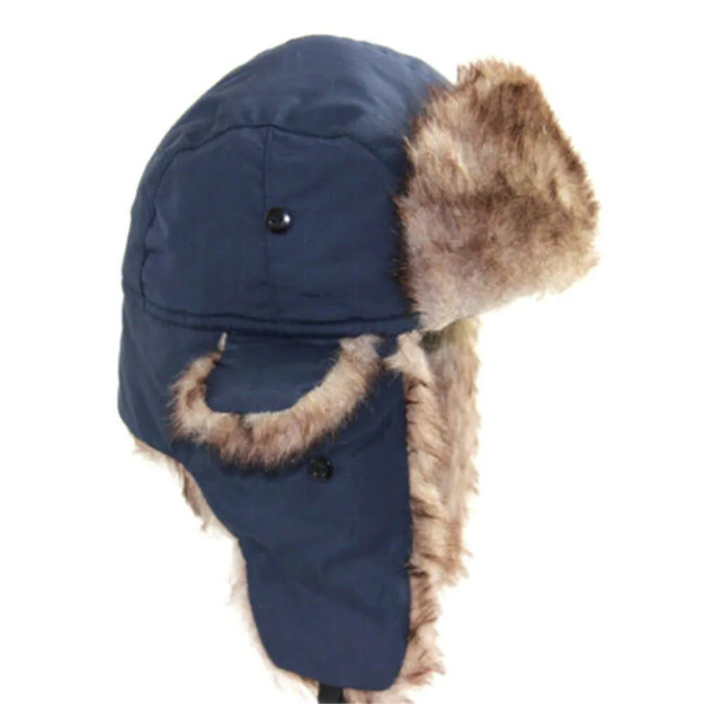 Men's Russian Warm Ear Protector Hats - Winter Trapper Aviator Trooper Earflap Warm Waterproof Ski Hat Bomber Cap.