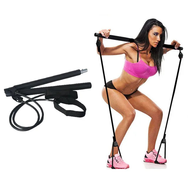 A portable at-home gym for body workouts, the new fitness yoga Pilates bar stick crossfit resistance bands trainer yoga pull rods