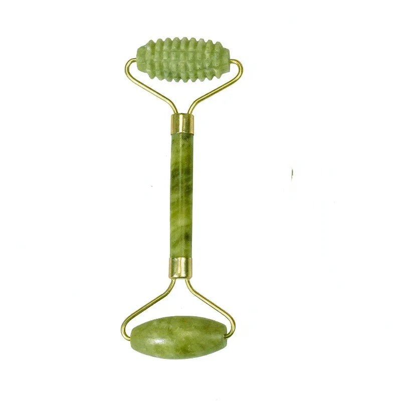 Facial Lifting Anti-wrinkle Double-end Gua Sha Jade Stone Natural Jade Roller Massager for Face, Body, Back, and Feet