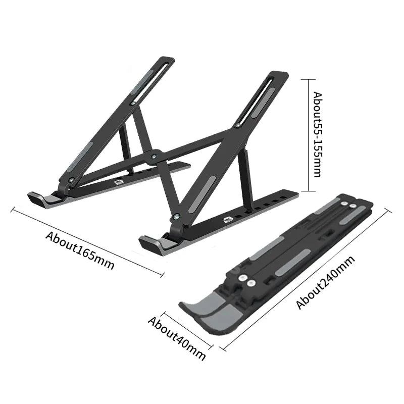 Adjustable Riser Cooling Bracket for Laptop & Tablet Accessories - Foldable Laptop Stand Portable Notebook Support Base Holder