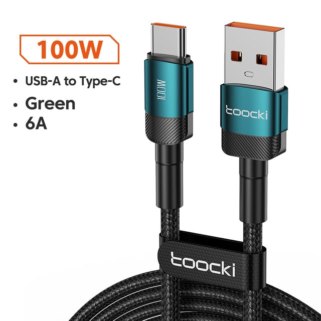 Toocki 6A USB-C Cable: 100W Fast Charging for Samsung, Huawei, Xiaomi, and OnePlus